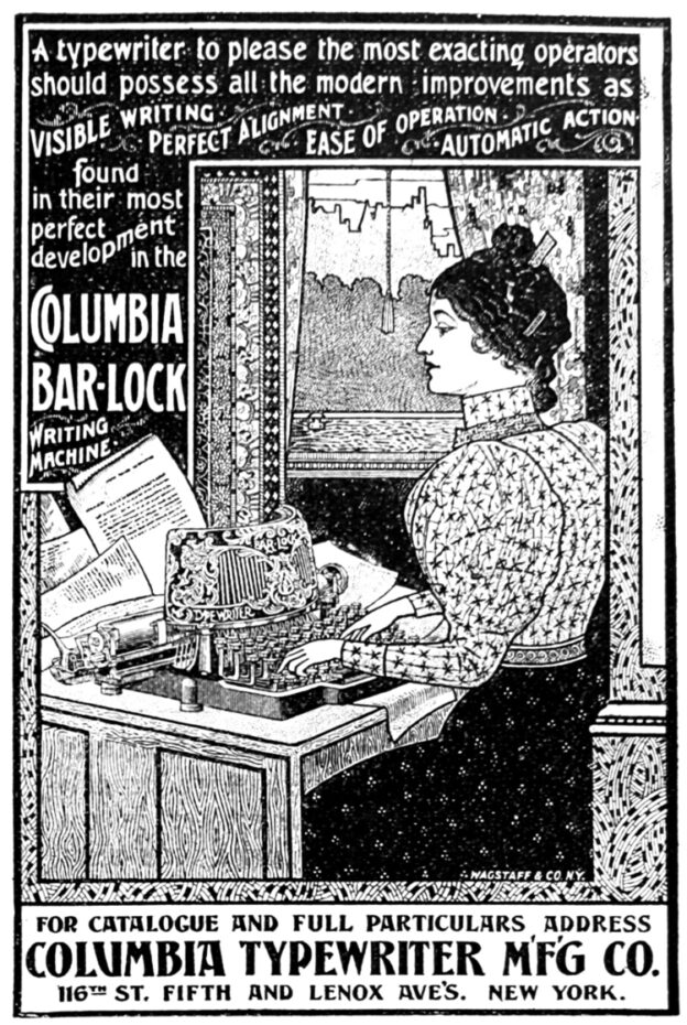 Advertisement for the Columbia Bar Lock typewriter